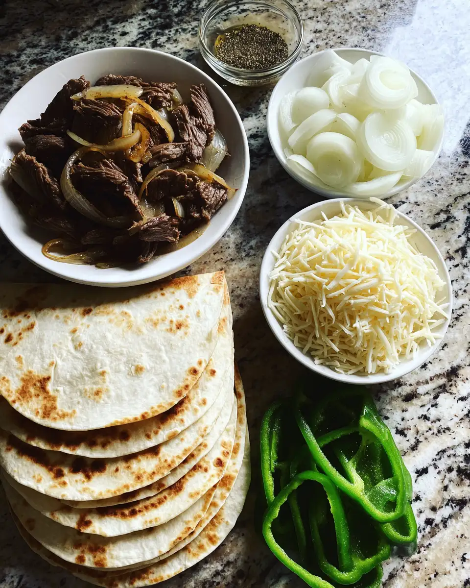 Ingredients for Philly Cheesesteak Quesadillas: A Fusion Feast of Flavors