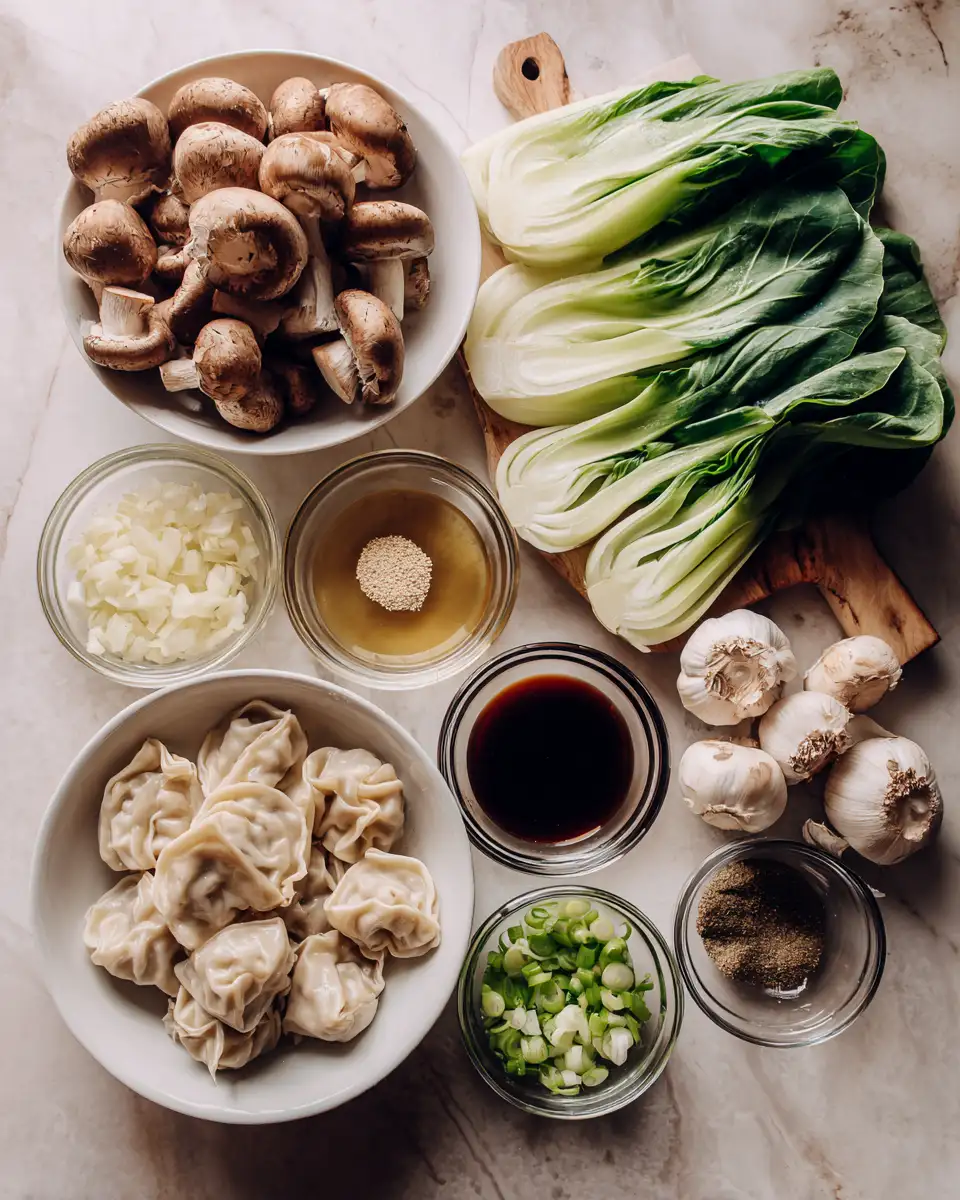 Ingredients for Savor the Flavors: Potsticker Soup with Mushrooms & Bok Choy