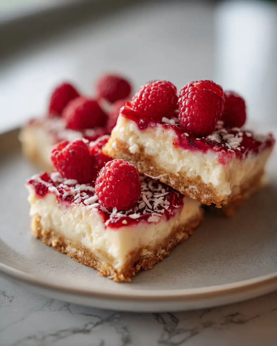 Final dish - Sweet Bliss: Irresistible Raspberry Coconut Bars to Savor