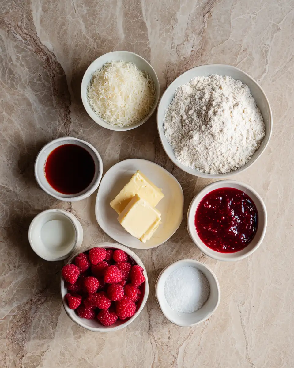 Ingredients for Sweet Bliss: Irresistible Raspberry Coconut Bars to Savor