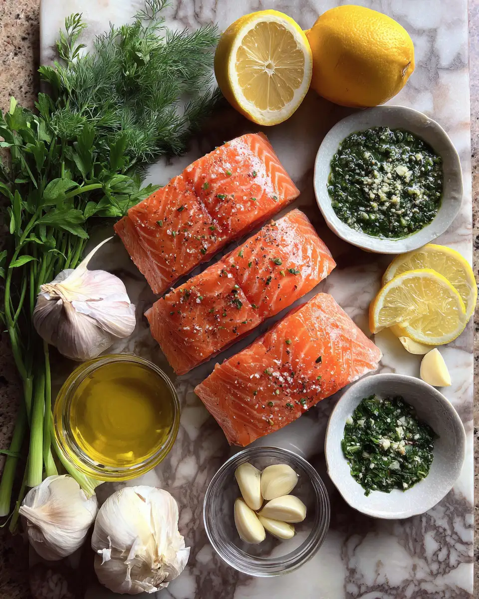 Ingredients for Succulent Roasted Garlic Herb Salmon: A Flavorful Delight