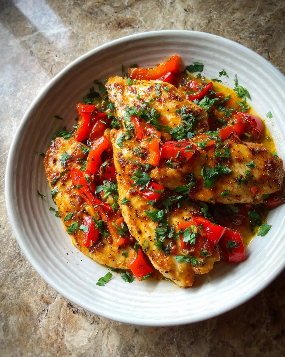 Sizzle and Spice: Irresistible Roasted Red Pepper Chicken Skillet 6 Final dish - Sizzle and Spice: Irresistible Roasted Red Pepper Chicken Skillet