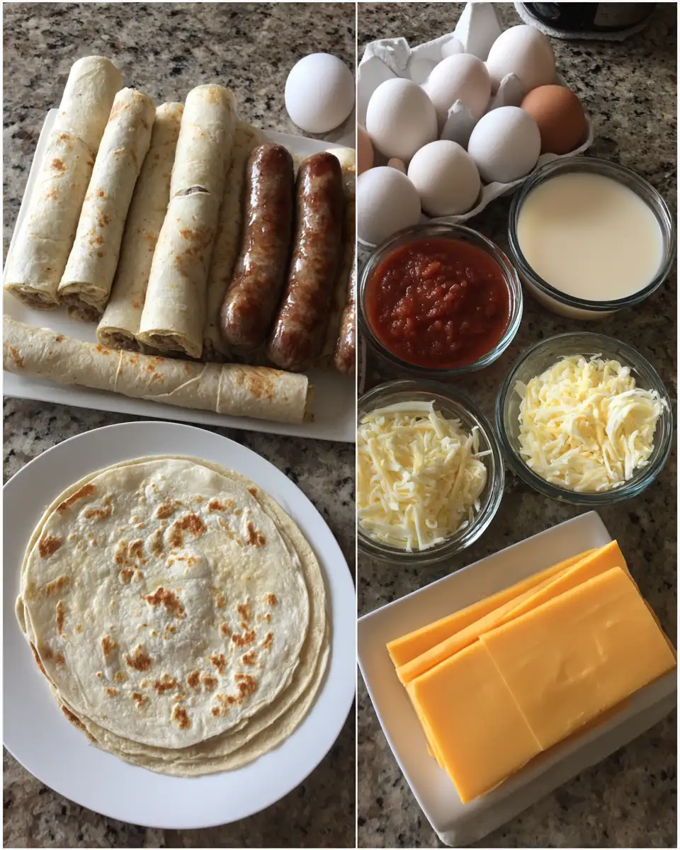 Ingredients for Sizzling Sausage Egg Cheese Roll Ups: Your New Breakfast Obsession