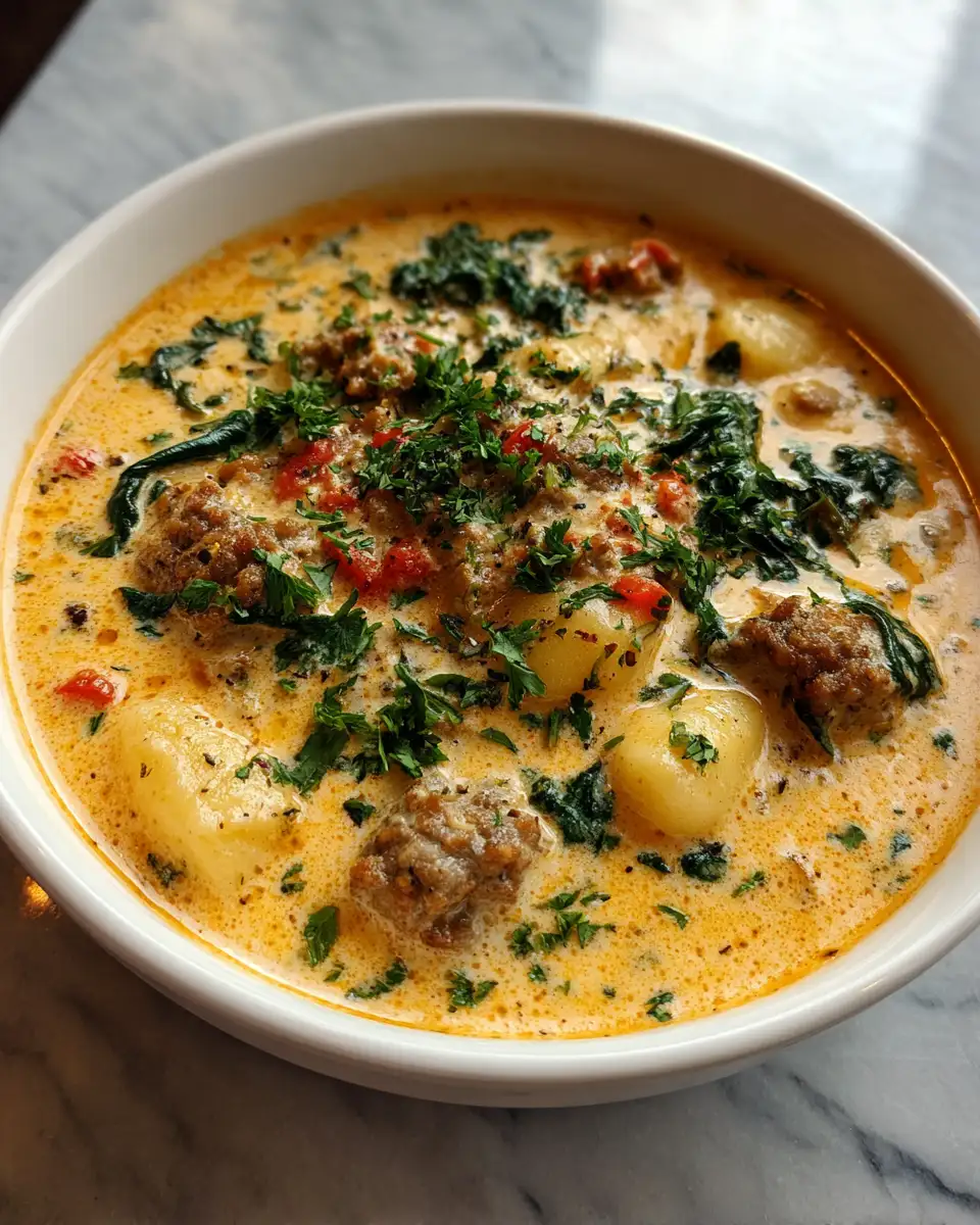 Final dish - Creamy Sausage Gnocchi Soup: A Comforting Bowl of Deliciousness
