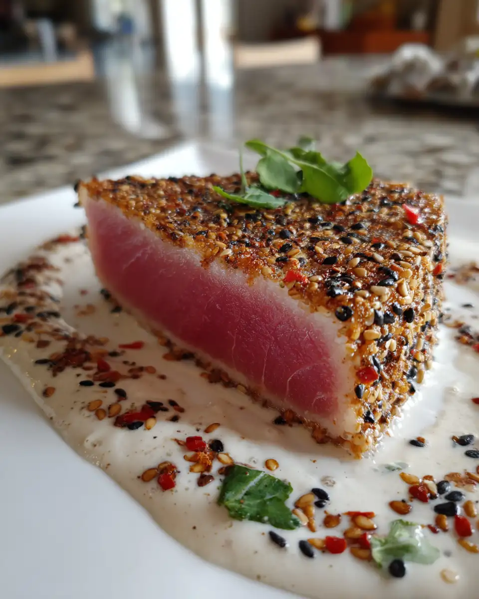 Final dish - Seared Tuna Steak with Sesame Crust: A Gourmet Delight Unveiled