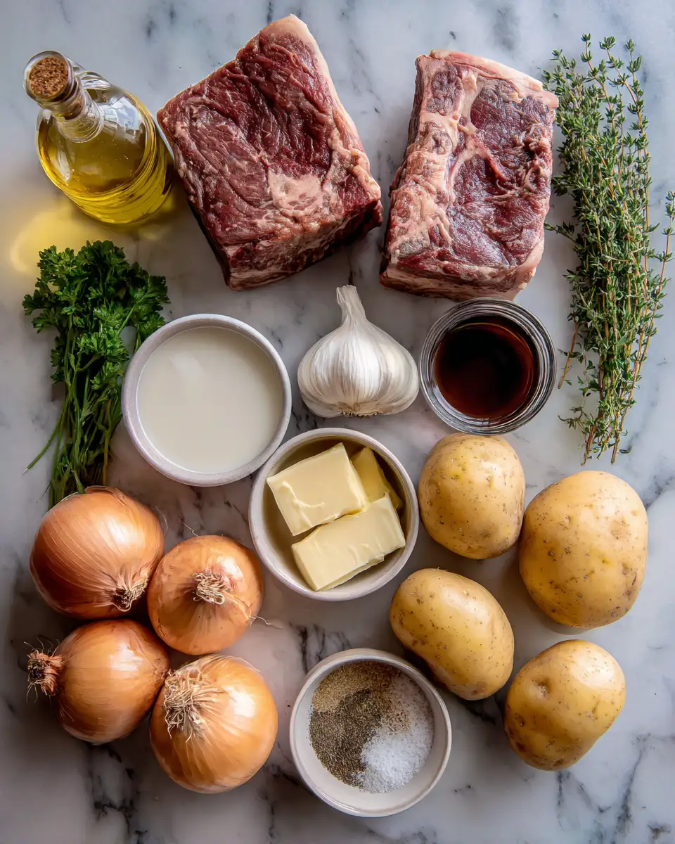 Ingredients for Decadent Comfort: Short Rib Mashed Potatoes Delight