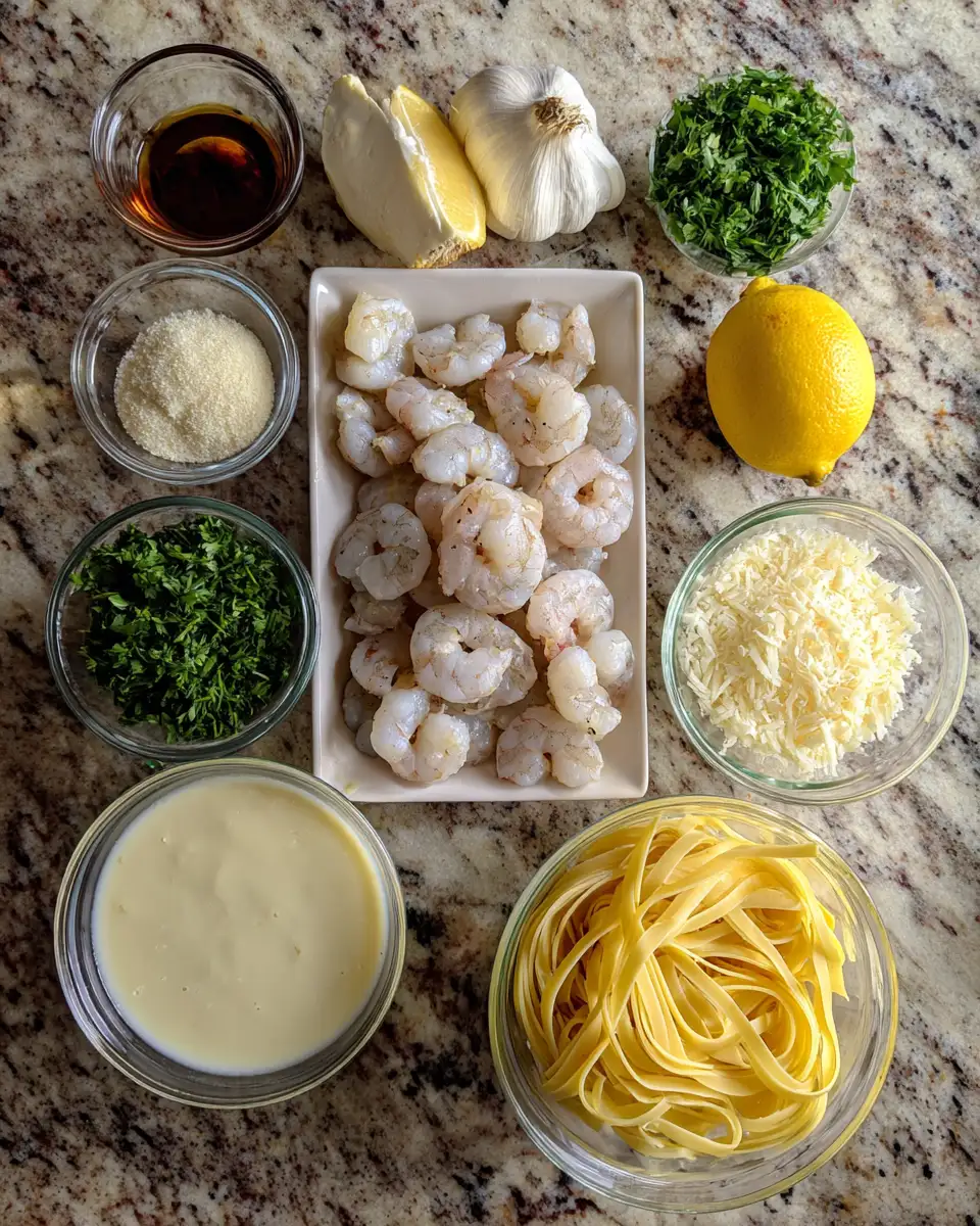 Indulge in Irresistible Shrimp Pasta with Luscious Creamy Sauce 4 Ingredients for Indulge in Irresistible Shrimp Pasta with Luscious Creamy Sauce