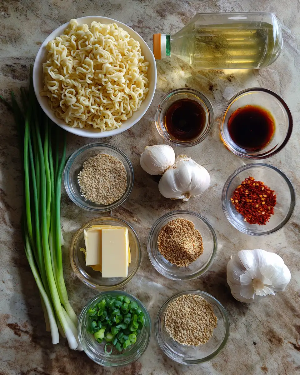 Ignite Your Taste Buds with Spicy Garlic Butter Ramen Bliss 4 Ingredients for Ignite Your Taste Buds with Spicy Garlic Butter Ramen Bliss
