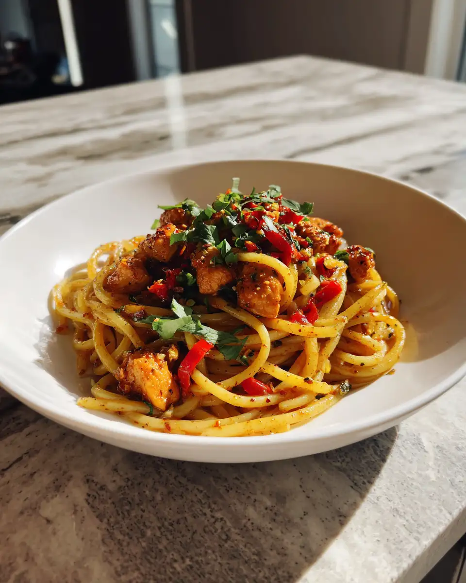 Fiery Flavors: Spicy Honey Pepper Chicken Pasta Delight - Featured Image