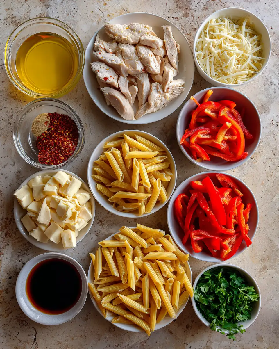 Ingredients for Fiery Flavors: Spicy Honey Pepper Chicken Pasta Delight