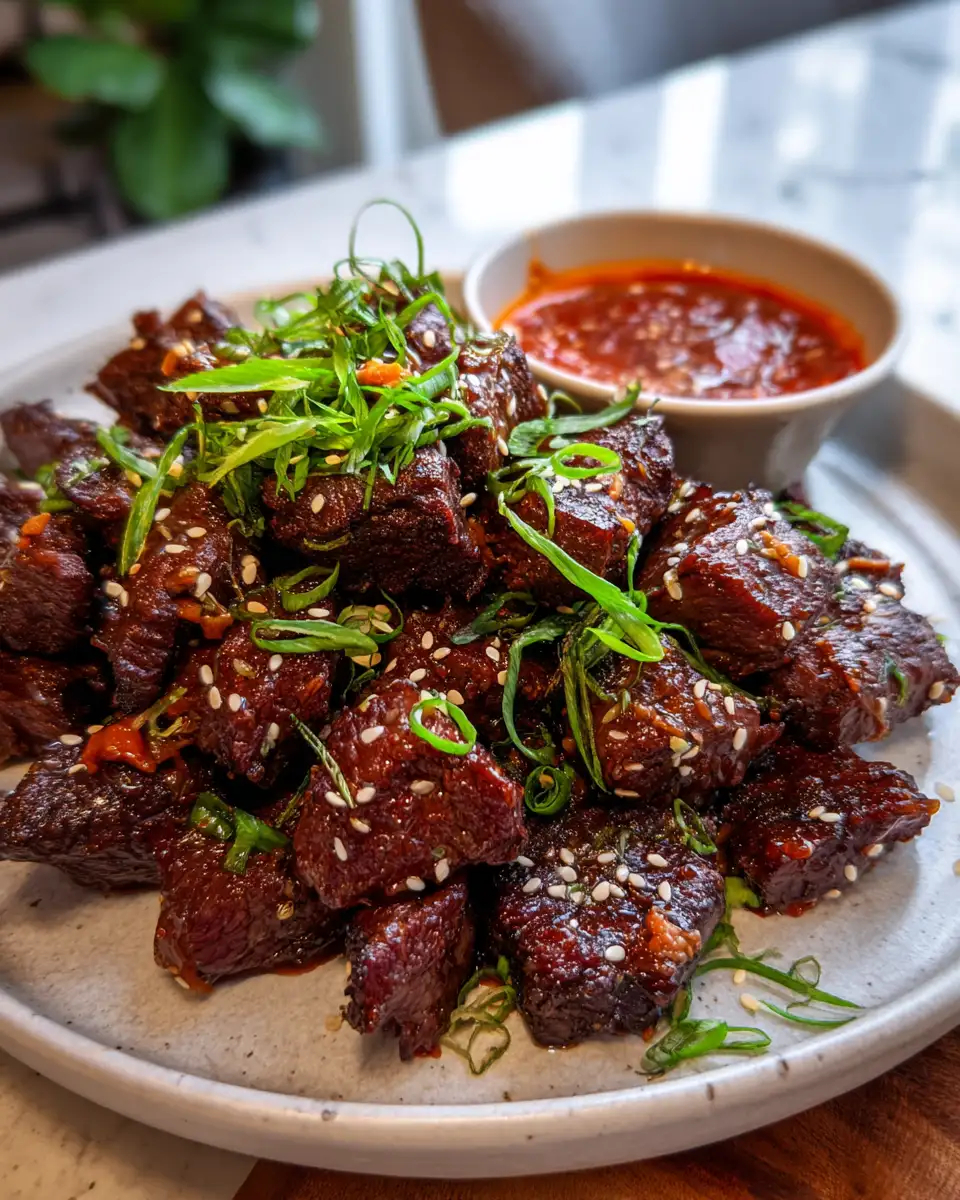 Sizzle into Flavor: Spicy Korean Beef Bites with Gochujang Dipping Sauce 6 Final dish - Sizzle into Flavor: Spicy Korean Beef Bites with Gochujang Dipping Sauce