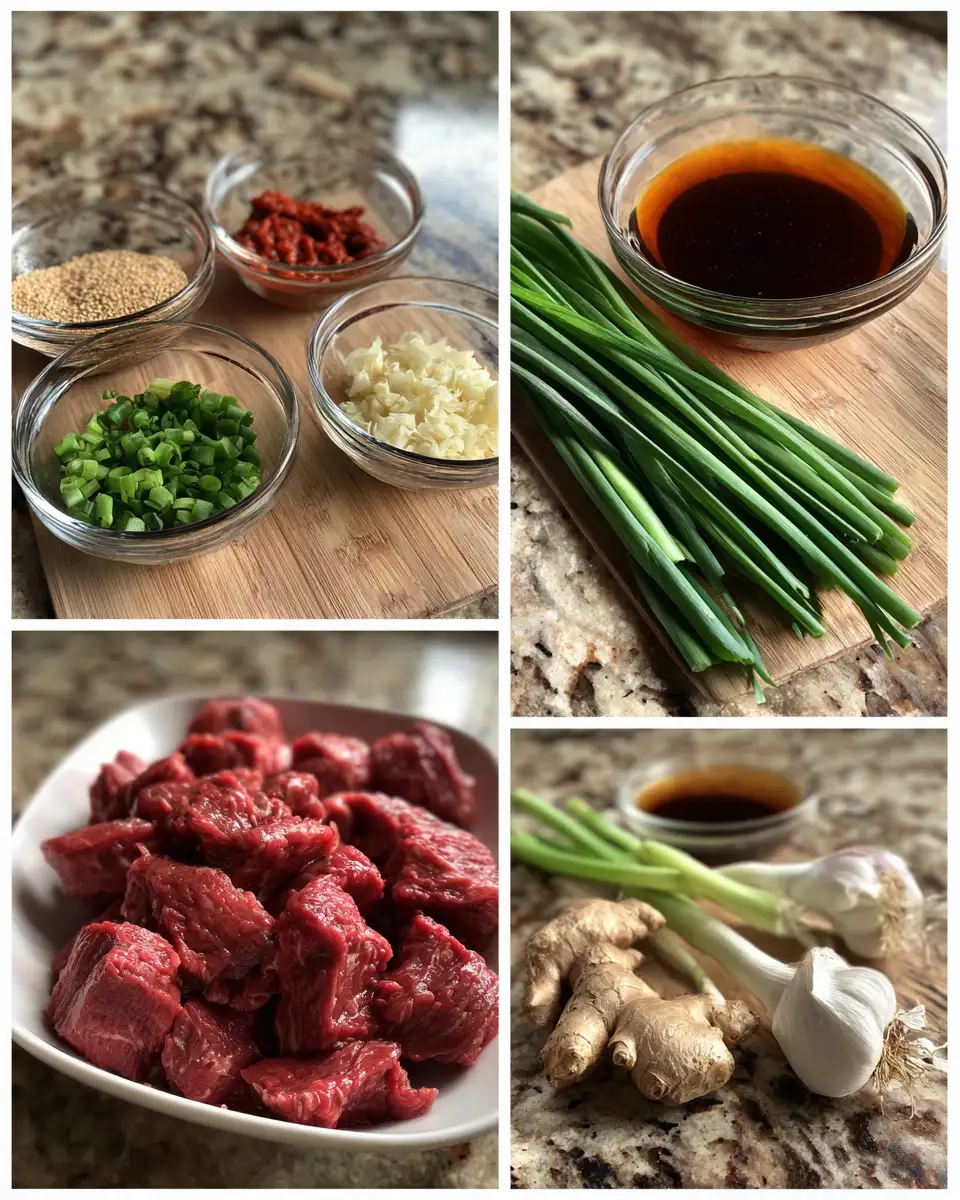 Sizzle into Flavor: Spicy Korean Beef Bites with Gochujang Dipping Sauce 4 Ingredients for Sizzle into Flavor: Spicy Korean Beef Bites with Gochujang Dipping Sauce
