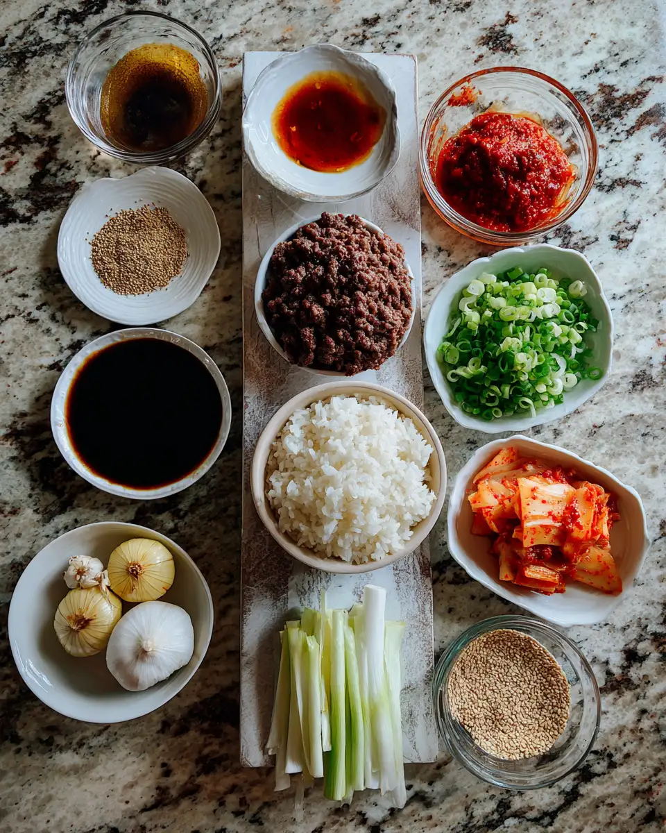 Ingredients for Sizzling Delight: Unveiling the Spicy Korean Beef Rice Bowl Sensation