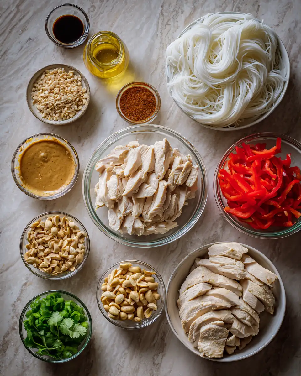 Savor the Heat: Irresistible Spicy Peanut Chicken Noodles Delight 4 Ingredients for Savor the Heat: Irresistible Spicy Peanut Chicken Noodles Delight