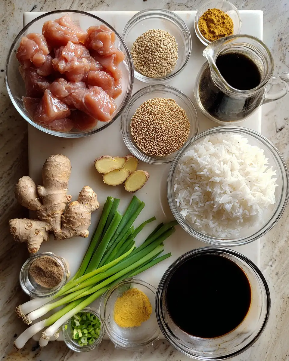 Ingredients for Irresistible Sticky Sesame Chicken Rice Bowl Delight