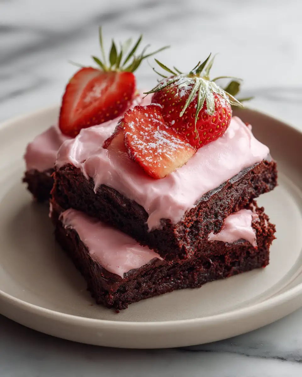 Final dish - Decadent Strawberry Brownies With Creamy Frosting Delight