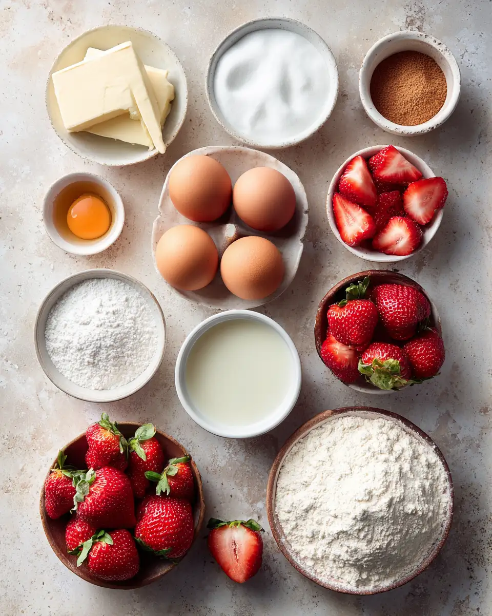 Ingredients for Effortless Strawberry Cake Recipe for Sweet Success