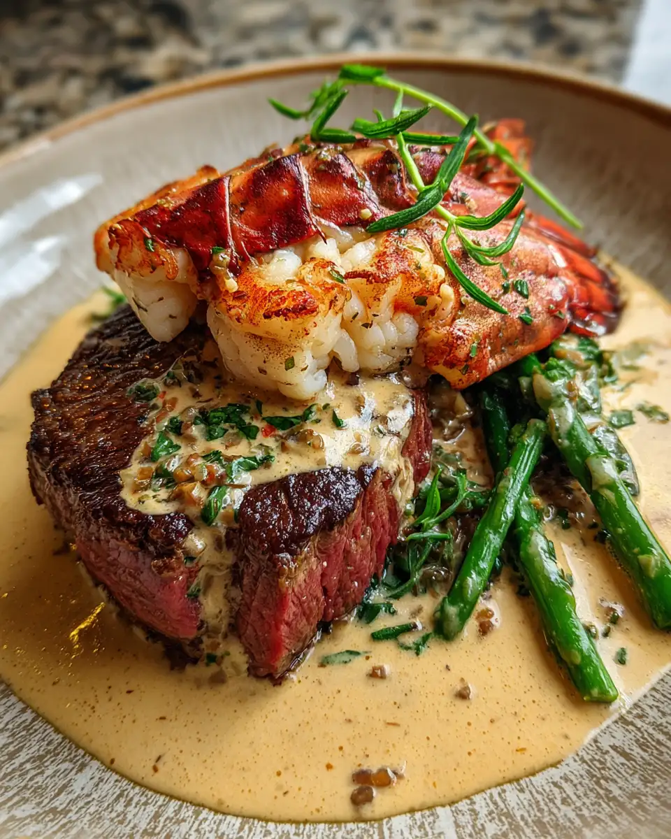 Savor the Ultimate Surf and Turf with Luxurious Creamy Garlic Sauce 6 Final dish - Savor the Ultimate Surf and Turf with Luxurious Creamy Garlic Sauce