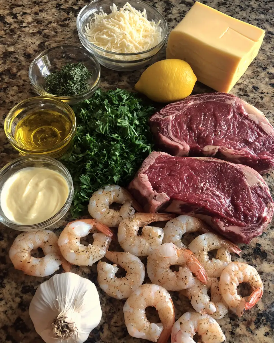 Savor the Ultimate Surf and Turf with Luxurious Creamy Garlic Sauce 4 Ingredients for Savor the Ultimate Surf and Turf with Luxurious Creamy Garlic Sauce