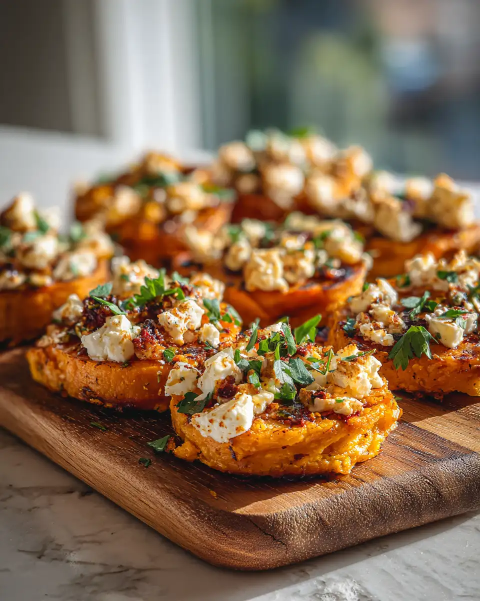 Final dish - Sweet Potato Feta Rounds: A Delicious Twist on a Classic Snack