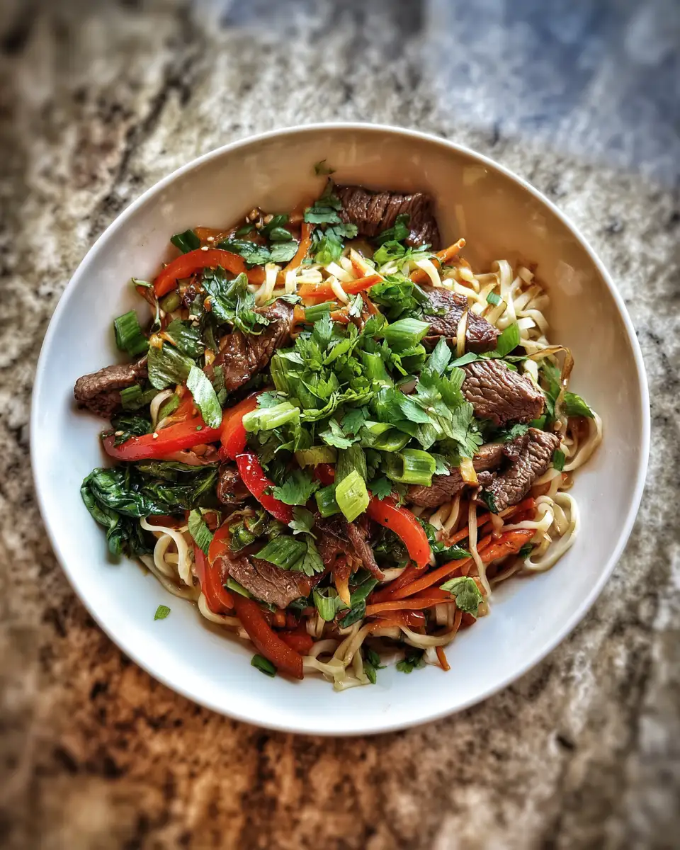 Final dish - Savor the Flavor: Thai Basil Beef Noodle Bowl Delight