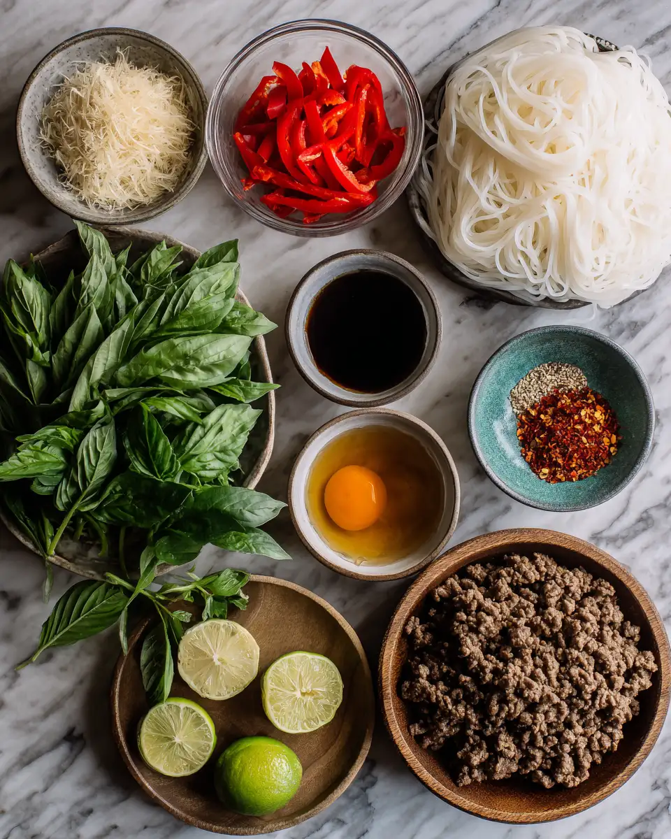 Ingredients for Savor the Flavor: Thai Basil Beef Noodle Bowl Delight