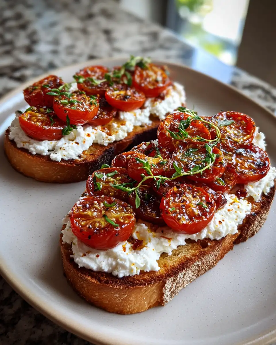 Whipped Feta Roasted Tomato Toast: A Flavor-Packed Breakfast Delight 6 Final dish - Whipped Feta Roasted Tomato Toast: A Flavor-Packed Breakfast Delight
