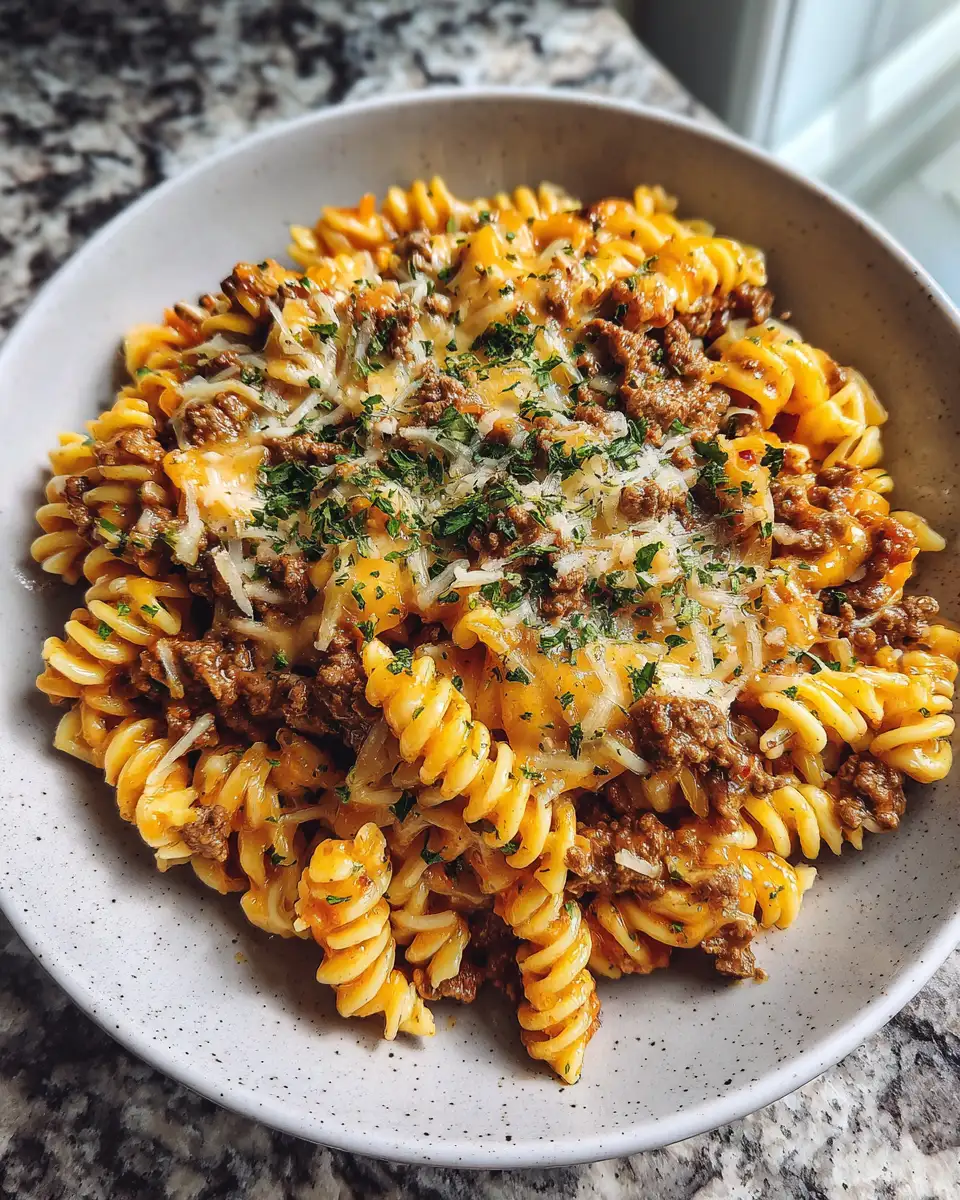 Final dish - Irresistible Cheesy Beef Taco Pasta Fusion