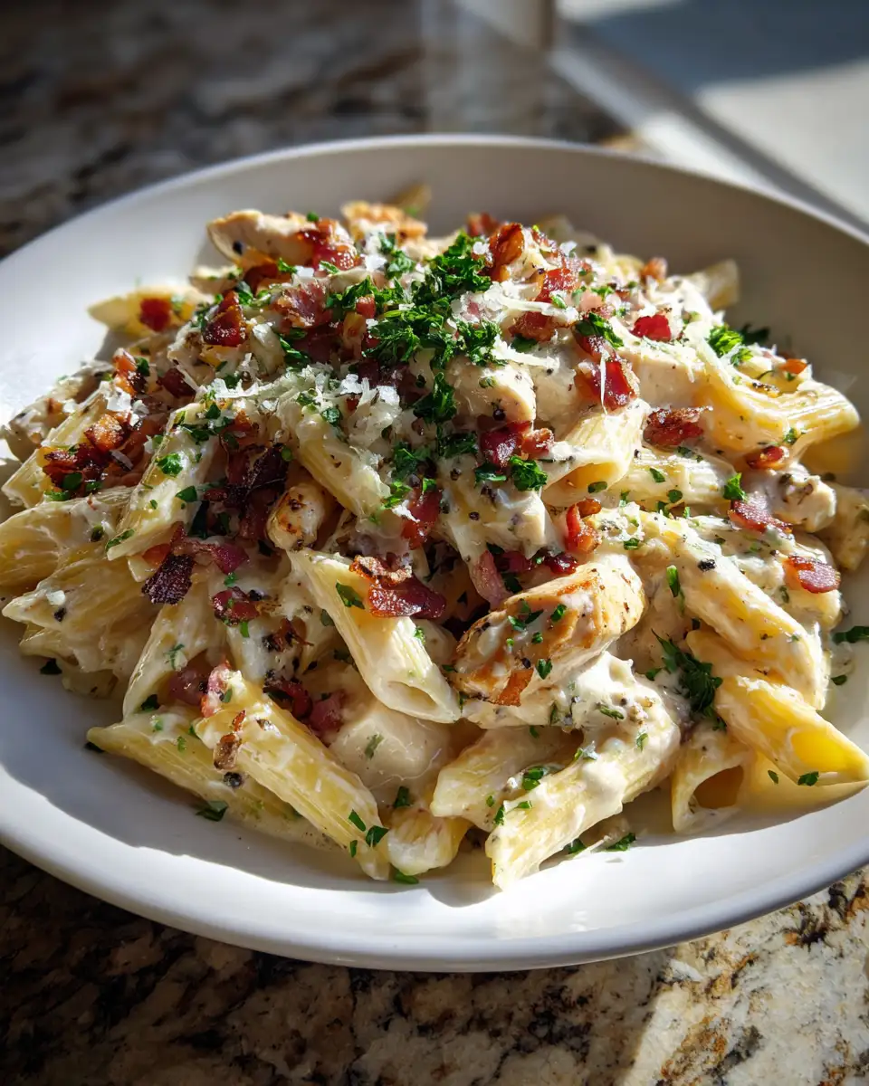 Final dish - Decadent Delight Creamy Chicken Bacon Ranch Pasta Recipe