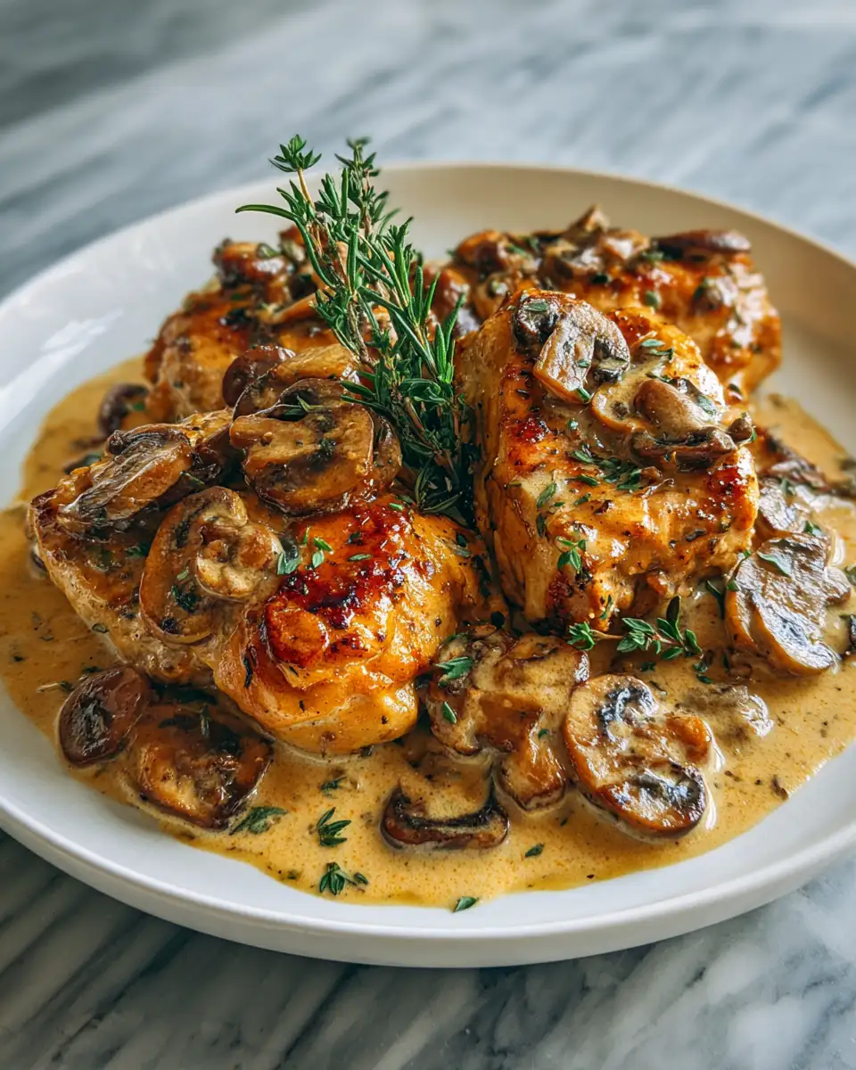Final dish - Savory Bliss: Creamy Mushroom Garlic Chicken Delight