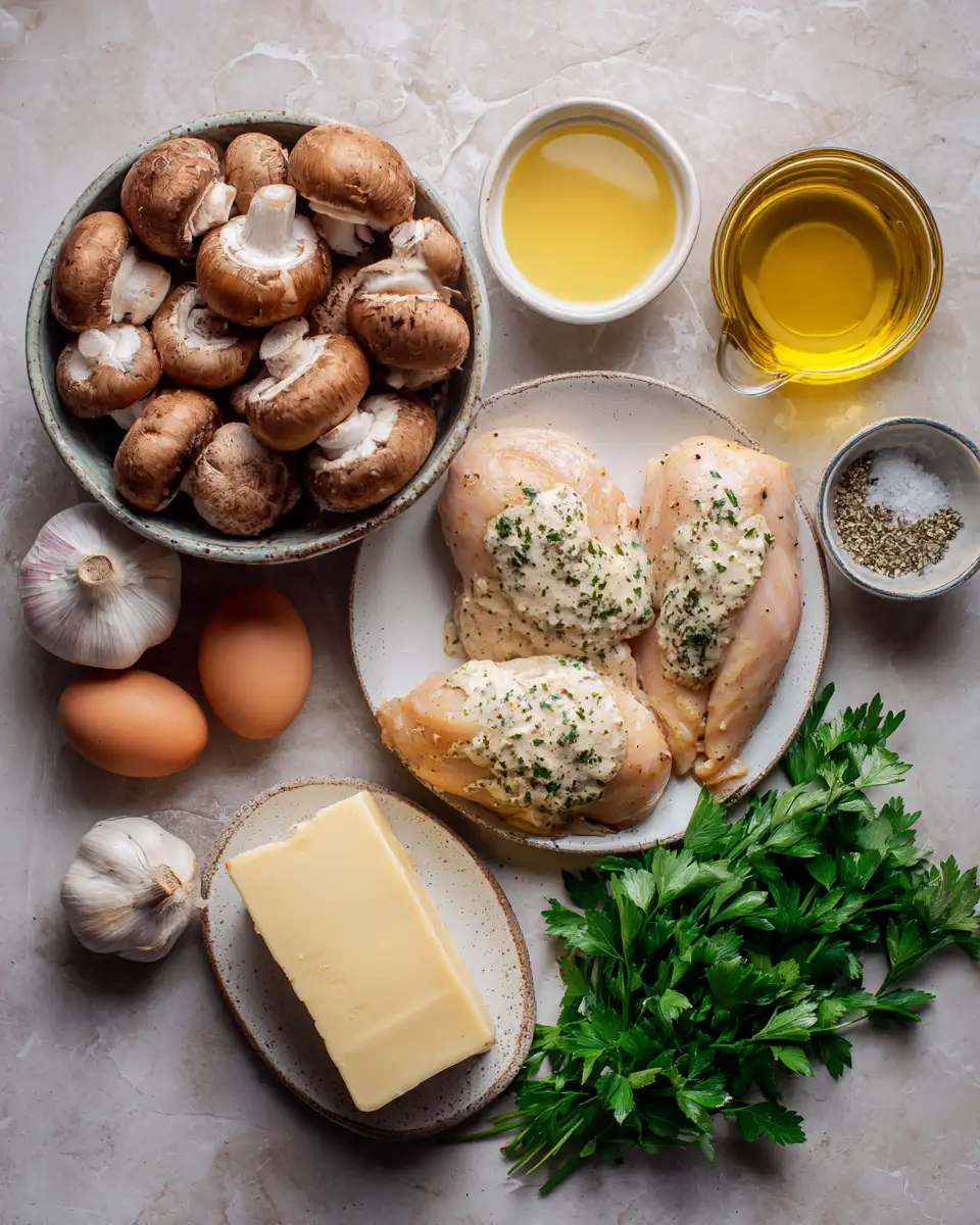 Ingredients for Savory Bliss: Creamy Mushroom Garlic Chicken Delight