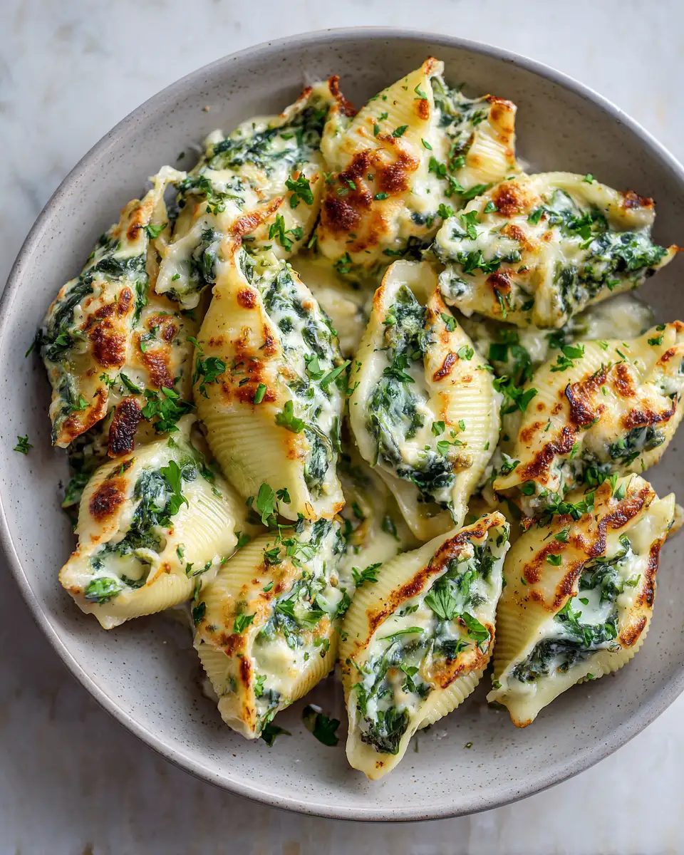 Final dish - Irresistible Cheesy Spinach Stuffed Shells to Make Your Taste Buds Dance