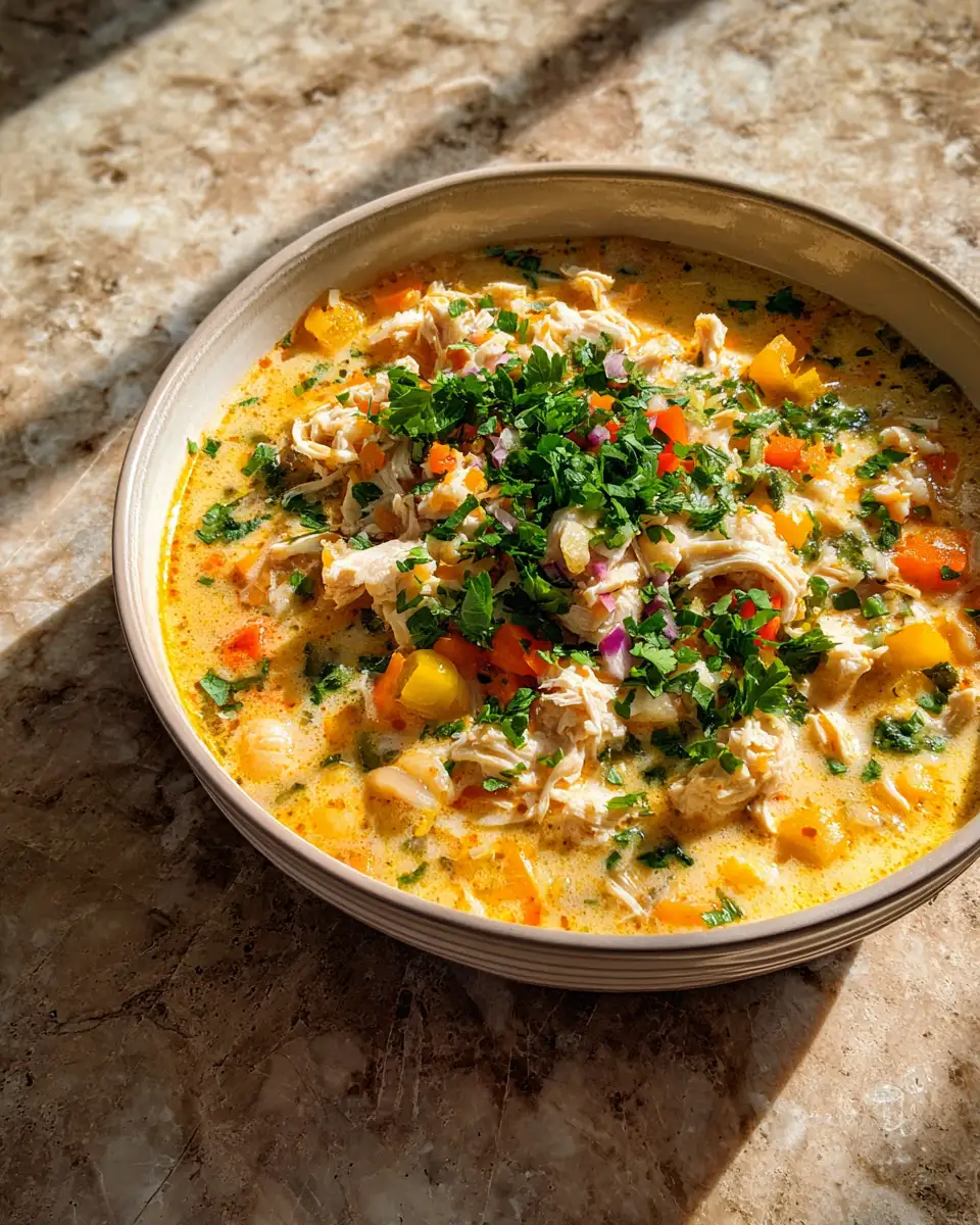 Final dish - Irresistible Comfort in a Bowl Creamy White Chicken Chili Delight