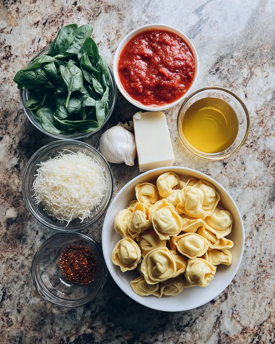 Ingredients for Irresistibly Creamy Tomato Basil Tortellini A Comforting Italian Delight