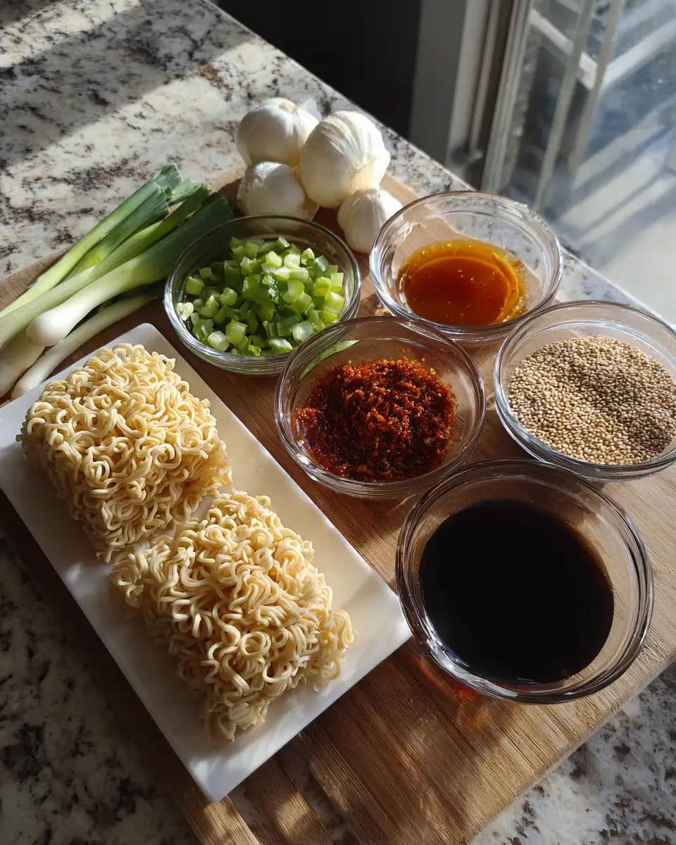 Ingredients for Kick Up the Heat with Spicy Garlic Ramen Noodles