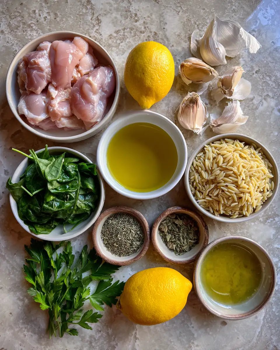 Ingredients for Zesty Delight: Transform Your Dinner with Lemon Herb Chicken Orzo