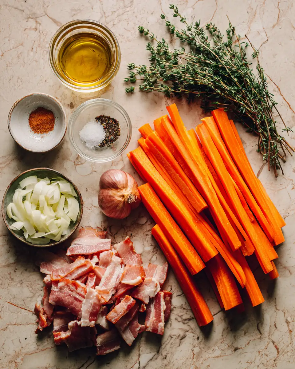 Ingredients for Sweet & Savory Delight: Maple Glazed Bacon Carrots That Steal the Show