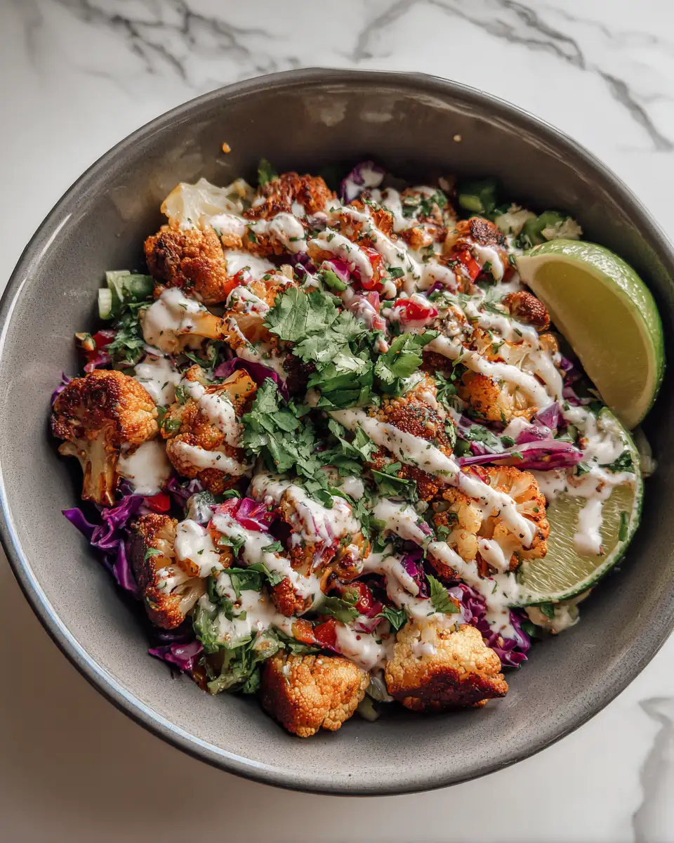 Final dish - Savor the Flavor Roasted Cauliflower Taco Bowl Bliss