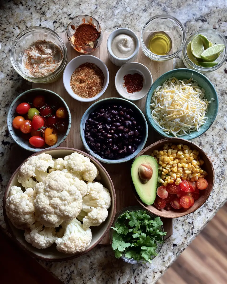 Ingredients for Savor the Flavor Roasted Cauliflower Taco Bowl Bliss
