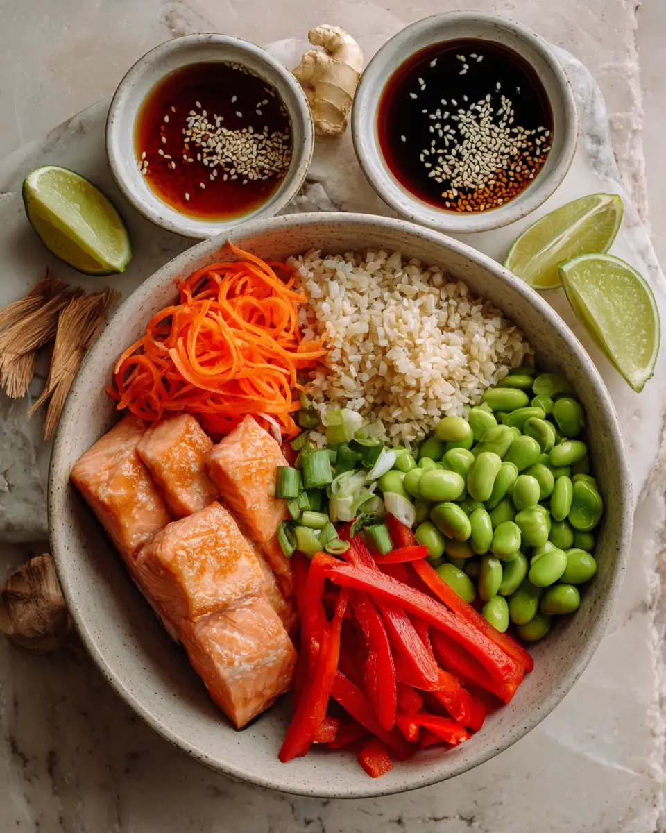 Ingredients for Sweet Harmony Honey Soy Glazed Salmon Bowls for a Flavorful Feast