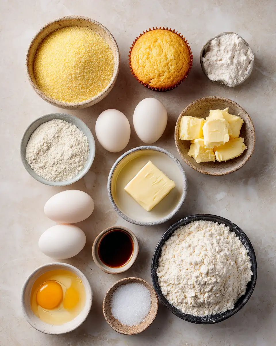 Ingredients for Sweet Harmony Delights: Irresistible Honey Butter Cornbread Muffins