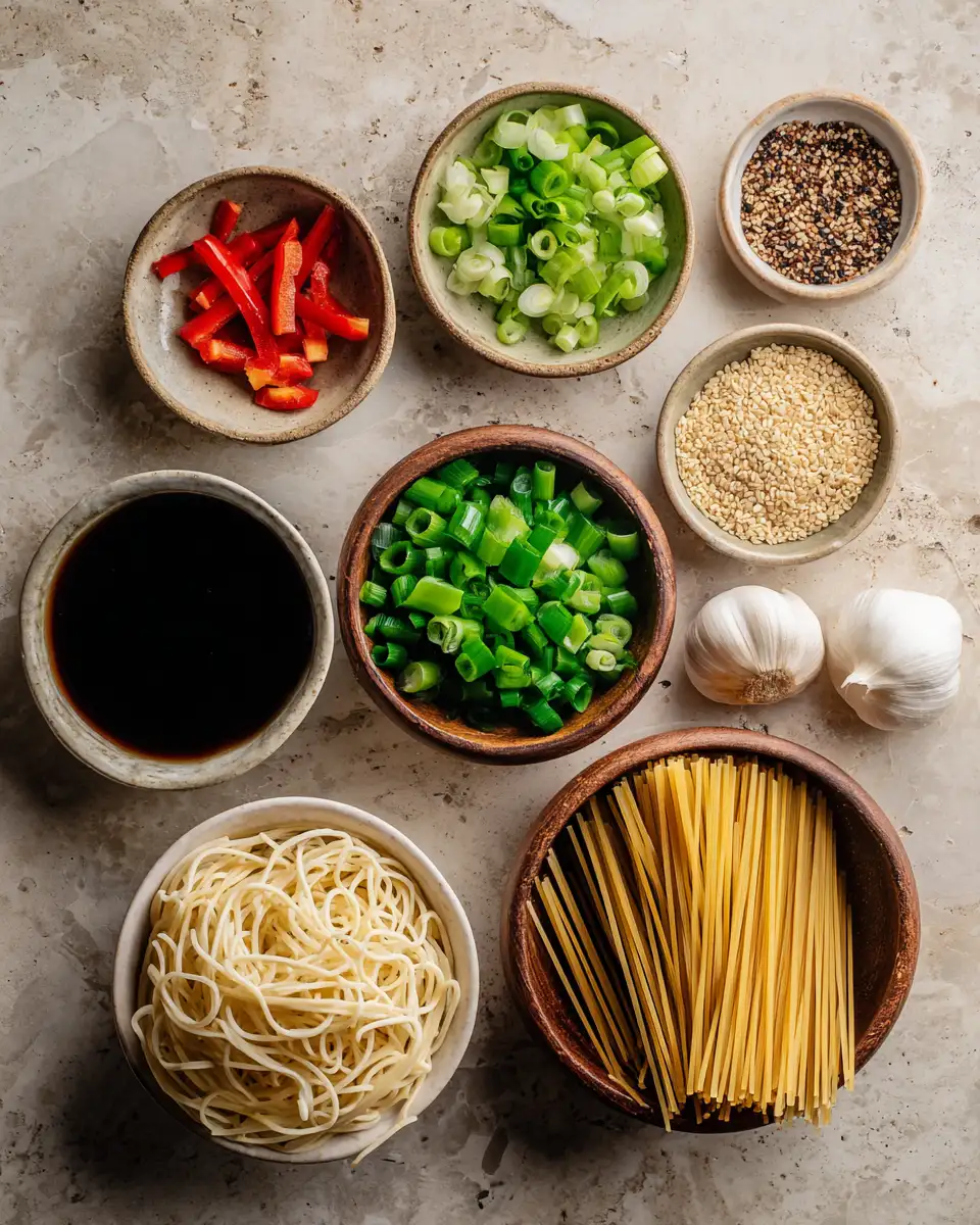 Ingredients for Irresistible Sweet Soy Garlic Noodles: A Flavorful Fusion Adventure