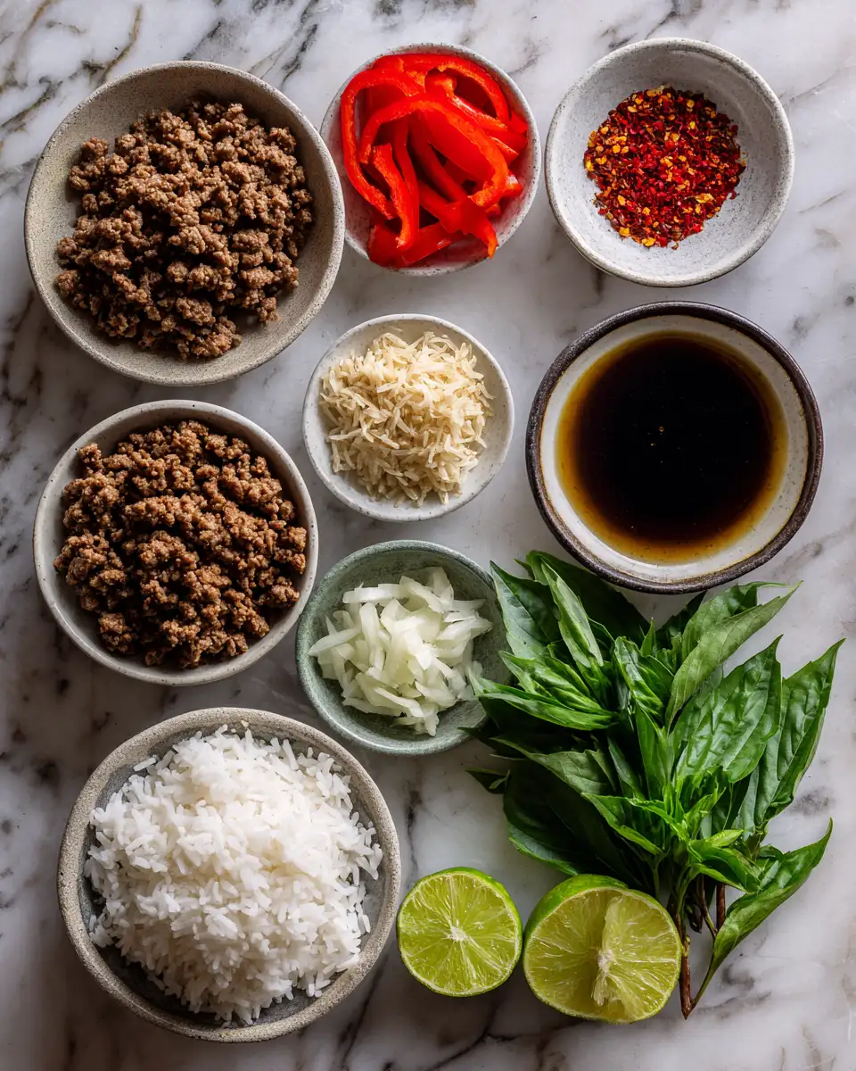 Ingredients for Savory Delights: Dive into the Flavors of Thai Basil Beef Rice Bowl