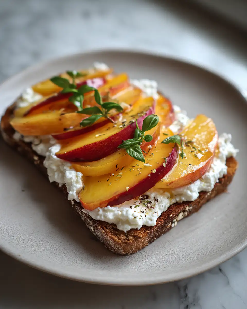Final dish - Whipped Ricotta Peach Toast: The Ultimate Summer Breakfast Indulgence