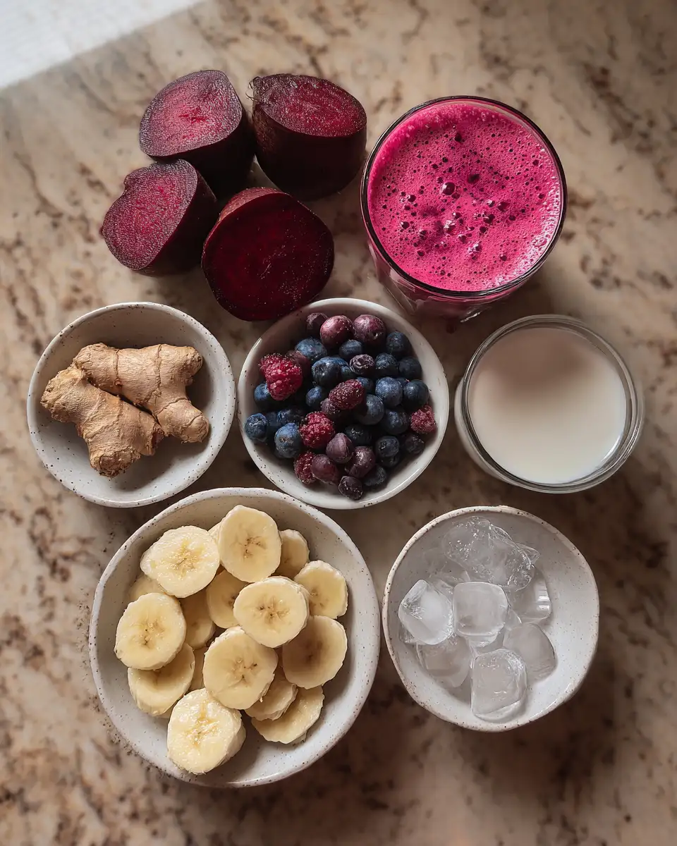 Ingredients for Sip the Rainbow: Beetroot Smoothie, Your Vibrant Magenta Superfood Drink