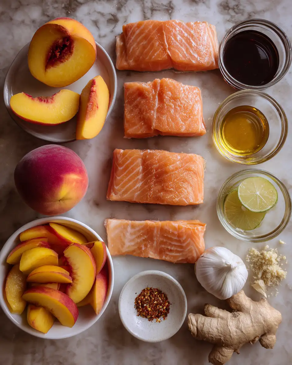 Ingredients for Savor the Sweet and Smoky Symphony of Bourbon Peach Roasted Salmon
