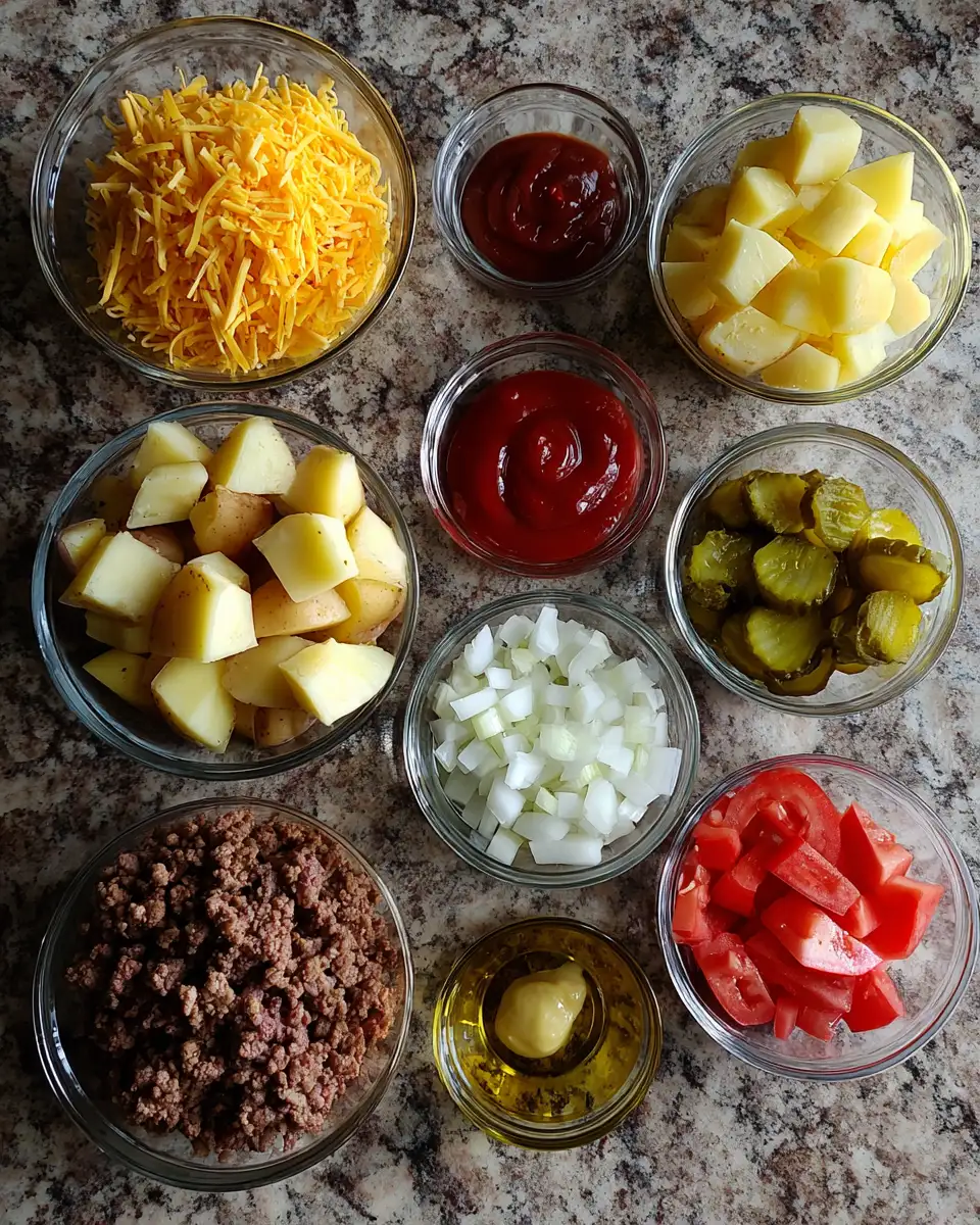 Ingredients for Ultimate Comfort in a Bowl: The Cheeseburger Potato Experience