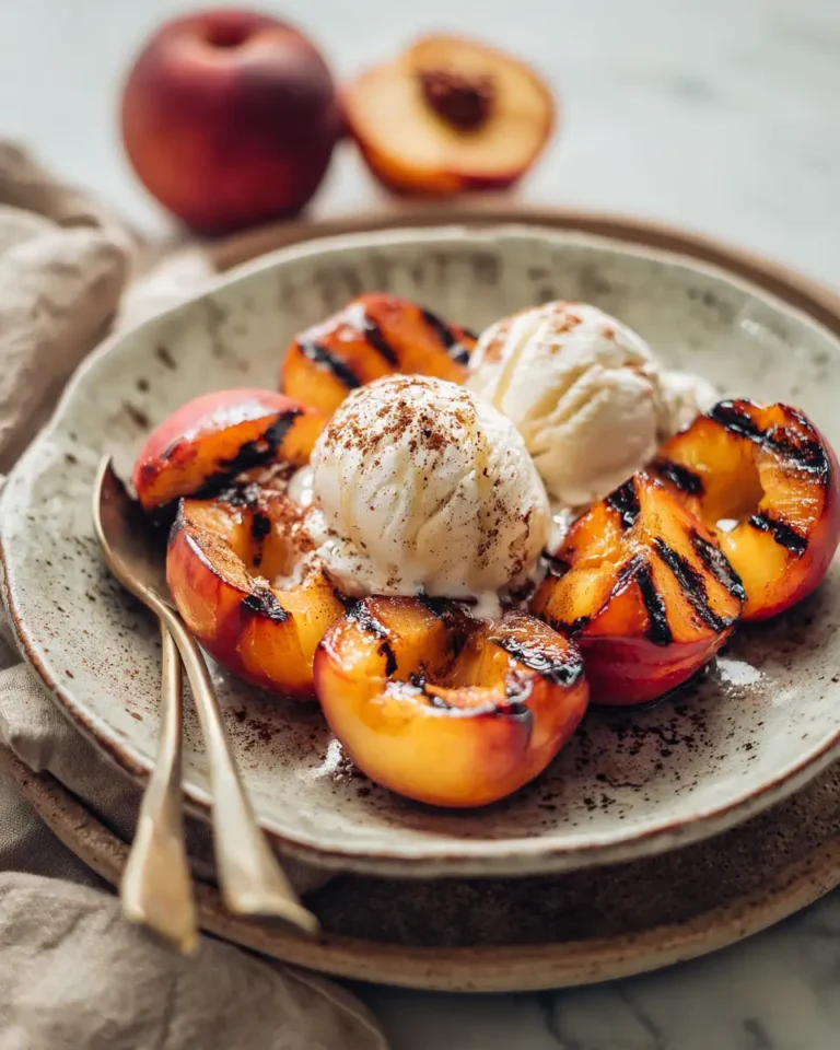Sweet Summer Bliss: Cinnamon Grilled Peaches and Vanilla Ice Cream Delight - Featured Image