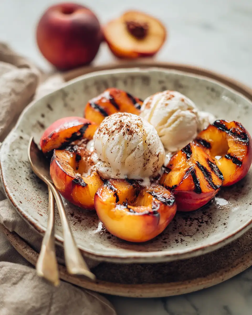 Sweet Summer Bliss: Cinnamon Grilled Peaches and Vanilla Ice Cream Delight - Featured Image