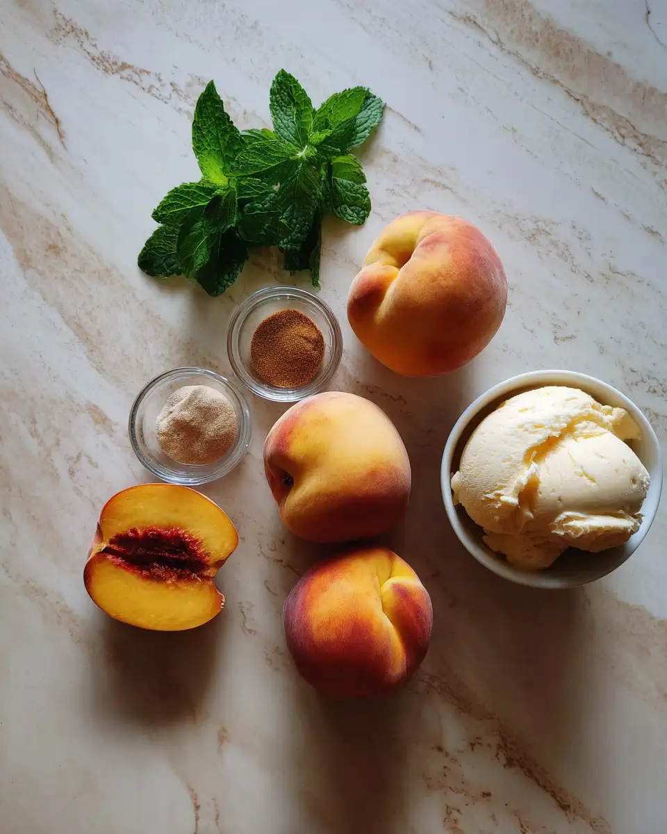 Ingredients for Sweet Summer Bliss: Cinnamon Grilled Peaches and Vanilla Ice Cream Delight